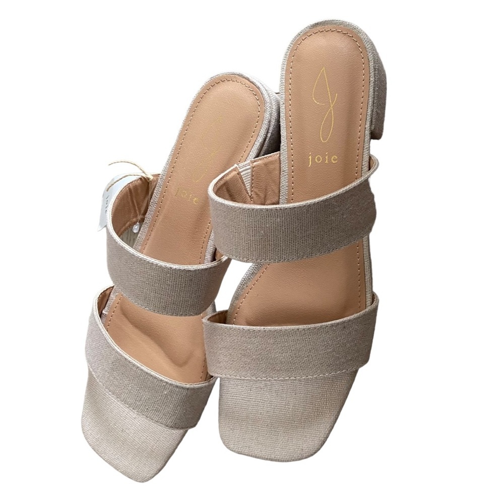 NWT Joie cream slide flat sandals two straps elegant beige 8.5
